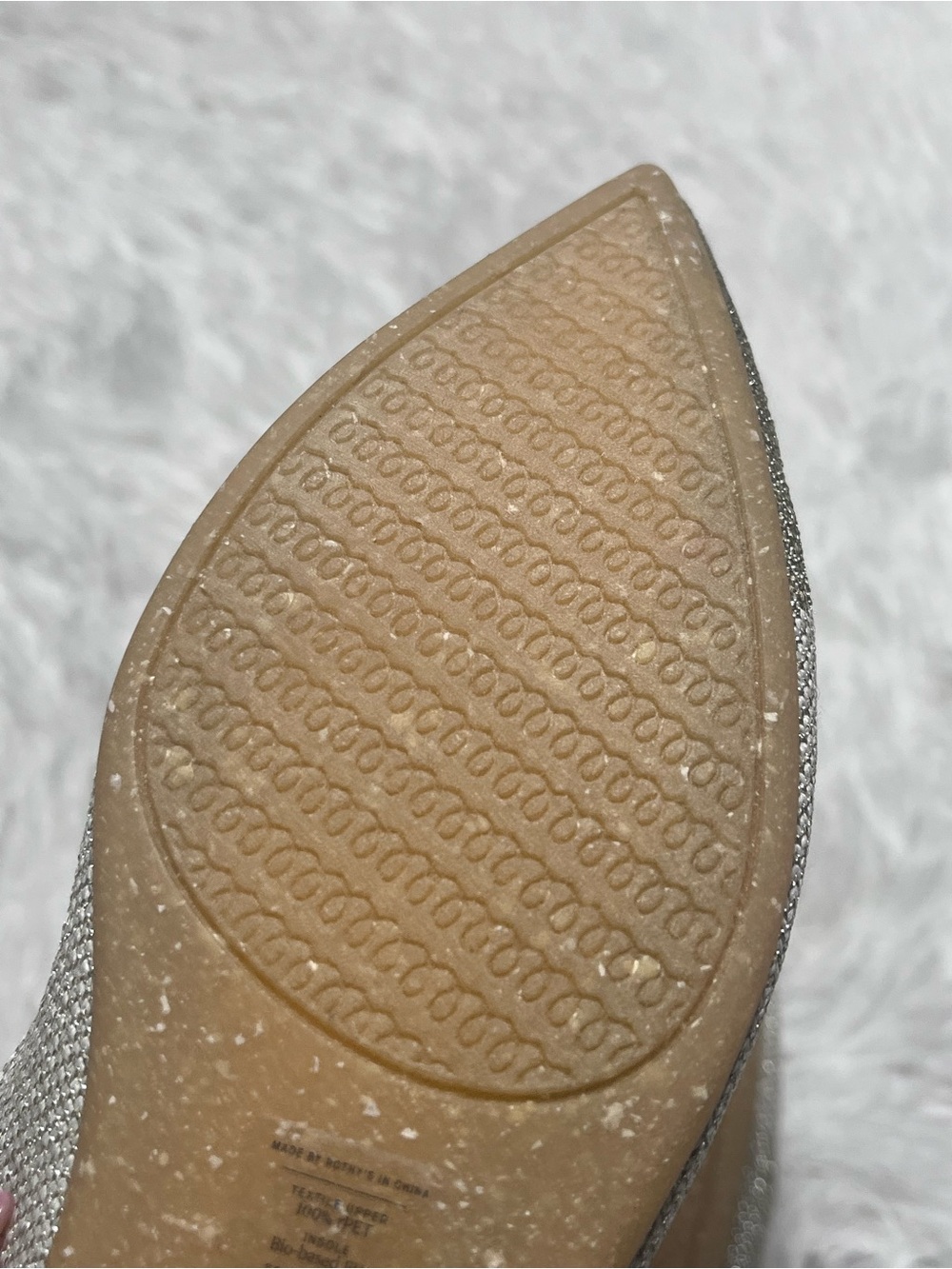 Rothy's Pointed Knit Flat in Metallic Silver - Picture 9 of 13